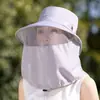 Chapéu de Proteção Solar Novo Estilo 2026 para Mulheres, Máscara de Proteção para Rosto e Pescoço Integrada, Chapéu de Pescador Respirável Anti-UV para Uso Externo no Verão