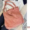 Bolsa de Compras Versátil de Gran Capacidad Estilo Coreano Casual Literaria Corderoy Lavado Simple Retro Bolso de Hombro para Mujer