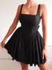 En Stock Exportación Comercio Exterior 2026 Moda Femenina Europea y Americana Estilo Vacacional Color Sólido Espalda Descubierta Corbatas de Lazo Correa Vestido para Mujer