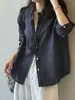 Camisa Protectora del Sol Beishan Tongshu de Tencel y Lino con Cuello para Mujer, Verano Elegante Holgado Adelgazante Manga Larga Top 82525