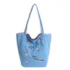Bolso tote de rayas para mujer, versión coreana, estilo ins, casual y versátil, doble cara, gran capacidad, adecuado para estudiantes y para ir al trabajo, bolso de hombro casual