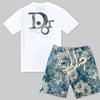 Traje informal de verano de nueva moda para hombre, de estilo europeo, ligero, de lujo, personalizado, estampado, atractivo, de manga corta, para hombre.