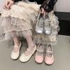 Sapatos de Couro Pequenos Prateados Retrô Ballet Francês Sapatos Rasteirinhas Femininos Solado Macio Confortáveis Sapatos Vermelhos Bico Redondo Sapatos Mary Jane Femininos