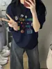 Camiseta Divertida con Estampado de Dibujos Animados para Mujer Verano 2026 Nueva Talla Grande Estilo Coreano Ins Holgada y Versátil Algodón Puro Top de Manga Corta