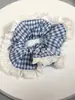 Elástico de Cabelo Scrunchie Listrado com Renda Estilo Coreano para Mulheres, Acessório de Cabelo Suave e Elegante, Elástico de Cabelo Scrunchie Estilo Coreano