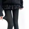 Diseño Otoño e Invierno Patrón Espiga Leggings Grises Elegantes Aspecto Adelgazante Primavera y Otoño Patrón Ondulado Atmósfera Medias Color Café