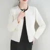 Cardigã de Tricô Redondo Estilo Chanel 2026 Nova Coleção Primavera com Fio Brilhante e Color-Blocking, Caimento Solto com Bolsos, Jaqueta Top Feminina