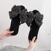 Chanclas de mujer con lazo floral coreano 2024 verano planas para exteriores casuales de playa