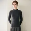 Suéter de cachemira de una sola pieza sin costuras~cuello medio alto para mujer, 100% cachemira pura, corte ajustado, adelgazante, suéter base de punto para otoño e invierno