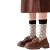 Calcetines Caomen para Mujer Algodón Puro Otoño e Invierno Forrados de Felpa Espesos de Caña Media Calientes Almacenamiento de Calor Retro Ins Calcetines de Moda Cómodos