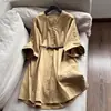 Estilo 2026 Mangas de Dos Usos Cintura Ceñida Falda de Longitud Media Cárdigan Estilo Gabardina Vestido Camisa Venta al por Mayor N1FQ6992
