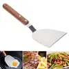 Espátula de cocina de acero inoxidable con mango de madera, espátula para teppanyaki, espátula para bistec, espátula para panqueques, espátula para pizza, utensilio de cocina para sartenes antiadherentes