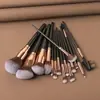 Nuevo Producto 2025 Set de 15 Brochas de Maquillaje Grandes Marrones + Bolsa para Brochas de Maquillaje Venta Directa de Fábrica F Envío Transfronterizo