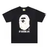 Camiseta de Manga Corta de Algodón Puro Nueva de Verano Ape Head Pe para Hombres y Mujeres, Camiseta Semi-Deportiva Holgada para Parejas, 230g