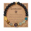 Pulsera Transfronteriza Caliente de Doce Constelaciones Unisex Ágata Piedra Natural con Tarjeta
