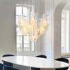 Lámpara de Araña de Cristal Nube de Lujo Ligero Italiano Estilo Crema Francés Lámparas de Sala de Estar Simples Modernas Atmosféricas Lámparas de Comedor para Villa