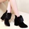 Nuevos Zapatos de Tacón Alto con Plataforma para Mujer 2025 en Otoño e Invierno Zapatos de Cuero Gamuzado Botines Cortos Mate Zapatos de Mujer con Forro de Felpa Suela Suave de Algodón
