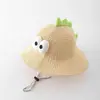 Chapéu de Sol de Palha Cartoon com Proteção Solar para Homens e Mulheres, Chapéu de Viagem Respirável com Aba Larga, Chapéu Infantil, Chapéu de Pescador Fino de Verão para Bebê