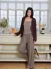 (Bunai VIP) Conjunto de pijama de três peças com design original para outono e inverno, com mangas compridas e calças compridas, moderno para mulheres, pode ser usado fora de casa