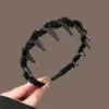 Diadema de Comercio Exterior con Perlas de Lujo Ligero para Mujer, Diadema Exquisita y de Moda de Parte Superior Alta, Diadema Antideslizante Dentada, Sensación de Lujo Ligero al por Mayor