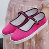Primavera e Verão Novo Estilo Tendão De Carne De Fundo Grosso De Lã Palha Fivela De Lã Velha Feminina Sapatos De Algodão De Pequim Linha Artesanal De Lã Boca Rasa