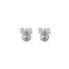 Aretes de tuerca de perla de circonita de lazo de plata esterlina 925 para mujer, simples, súper hada, dulces, con corazón de niña, temperamento 0736A