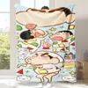 Manta de Dibujos Animados Anime Crayon Shin-Chan Manta Estampada de Franela Cuatro Estaciones Cubierta de Sofá para Aire Acondicionado Manta Suave y a Cuadros