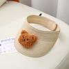 Sombrero de verano para niños, sombrero de paja con parte superior vacía, protector solar para niñas, sombrero con lazo de encaje, sombrero de moda al por mayor