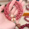 Pulseira de Meditação com Contas de Ábaco de Círculo Duplo Rosa de Novo Estilo Inspirado em Zen para Mulheres