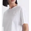 [Pedido ED] Camiseta Solta Branca Redonda com Corpo Reto, Flores Bordadas Estéreo, Nova Coleção Primavera/Verão 25 Anos Feminina Gola Careca