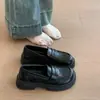 Zapatos de Cuero JK Simples Nuevos Franceses de Suela Gruesa 2026 Aumentadores de Altura Mocasines sin Cordones Estilo Británico para Mujer Otoño Versátil