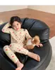 Pijama Floral Longo para Meninas Conjunto Térmico Confortável para Bebê Roupas de Outono para Crianças Conjunto Quente de Duas Peças
