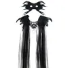 Halloween Nuevo Estilo Gótico Shawl Decorativo de Encaje con Plumas Máscara de Cuernos de Diablo Accesorios de Disfraz Cosplay
