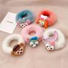 Anel de cabelo de pelúcia infantil Bola de cabelo colorido para meninas Cartoon Corda de cabelo elástica alta Corda de cabelo de coelho de urso fofo