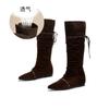 Nuevas Botas de Caballero Retro para Mujer 2025 Otoño e Invierno Botas Nuevas Botas Largas para Mujer Botas de Punta Plegadas de Pelo de Doble Uso para Mujer