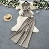 Traje de Lujo Ligero Británico de Gama Alta Estilo Hermana Real para Mujer Verano Cinturón Top sin Mangas + Pantalones Ajustados Elásticos con Cintura Elástica y Caída