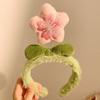 Aro de Cabelo Flor de Pessegueiro ~ Fofo de Pelúcia Florido Feminino Desenho Animado Doce Presilha de Cabelo Para Lavar o Rosto Antiderrapante Aro de Cabelo Peludo Acessórios de Cabelo