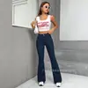 Pantalones de mezclilla de color liso, estilo callejero versátil, de moda, retro popular europeo y americano, de corte medio acampanado