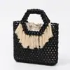 Bolsas de Cuentas de Madera Transfronterizas Europeas y Americanas, Bolsas Tejidas Hechas a Mano Personalizadas, Bolsas con Cuentas y Borlas, Bolsos de Madera con Cuentas Casuales para Viaje