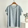 Camiseta sin mangas de algodón y seda para mujer de mediana edad y anciana, top de verano para madres, fino algodón artificial, jersey floral de talla grande