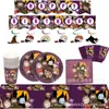 Suministros para fiesta temática de Harry Potter pancarta banderín de tirar plato de papel desechable vaso de papel mantel servilleta cuchillo tenedor cuchara