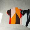 Miyake Moda Estampada Plissada Mais Vendida Blusa Feminina Fina Gola Alta Manga Curta Verão Nova Temperamento Camiseta Fashion