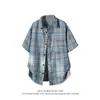 Camisa Casual Masculina de Manga Curta Xadrez Retrô de Verão Tamanho Grande Original C2174-P24 [Oferta Especial]