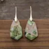 Pendientes colgantes geométricos de piedra del emperador de color bohemio nuevo transfronterizo, pendientes de joyería popular europea y americana.