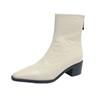 Botines de Tacón Alto Angora Rojo Botas Martin Británicas Punta Fina Tacón Grueso Cómodos para Mujer Cremallera Media Botines Cortos