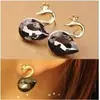 Pendientes de Cristal Cisne Nuevo Diosa Corea del Sur Pendientes de Micro Pedrería Moda Elegante para Mujer Pendientes Largos Versátiles