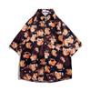 Vitage retro preguiçoso estilo pintura a óleo completa estampada camisa de manga curta masculino e feminino festa de praia frouxo nicho babado camisa bonita