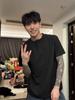 Camiseta masculina de manga curta com gola Henry Waffled Heavy, estilo americano, tendência de primavera e verão, cor sólida, solta, casual, meia manga