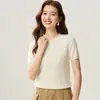 Suéter de cachemira para mujer, cachemira, manga corta, cuello redondo simple, manga tres cuartos, jersey, prenda interior, otoño e invierno, nuevo, diseño de flor retorcida
