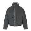 Zuoshan Diao Ropa de Trabajo Cuello Alto Chaqueta de Algodón Ropa de Abrigo para Hombre Invierno Engrosada Cálida Punk Diseño de Remaches Bolsillos Ropa de Algodón